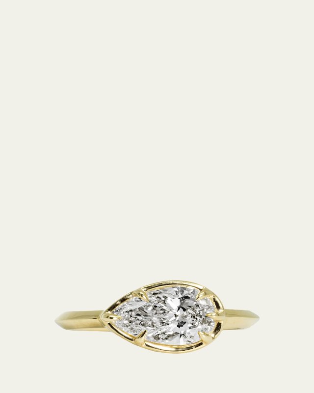Pear Knife Edge Ring with Lab-Grown Diamond